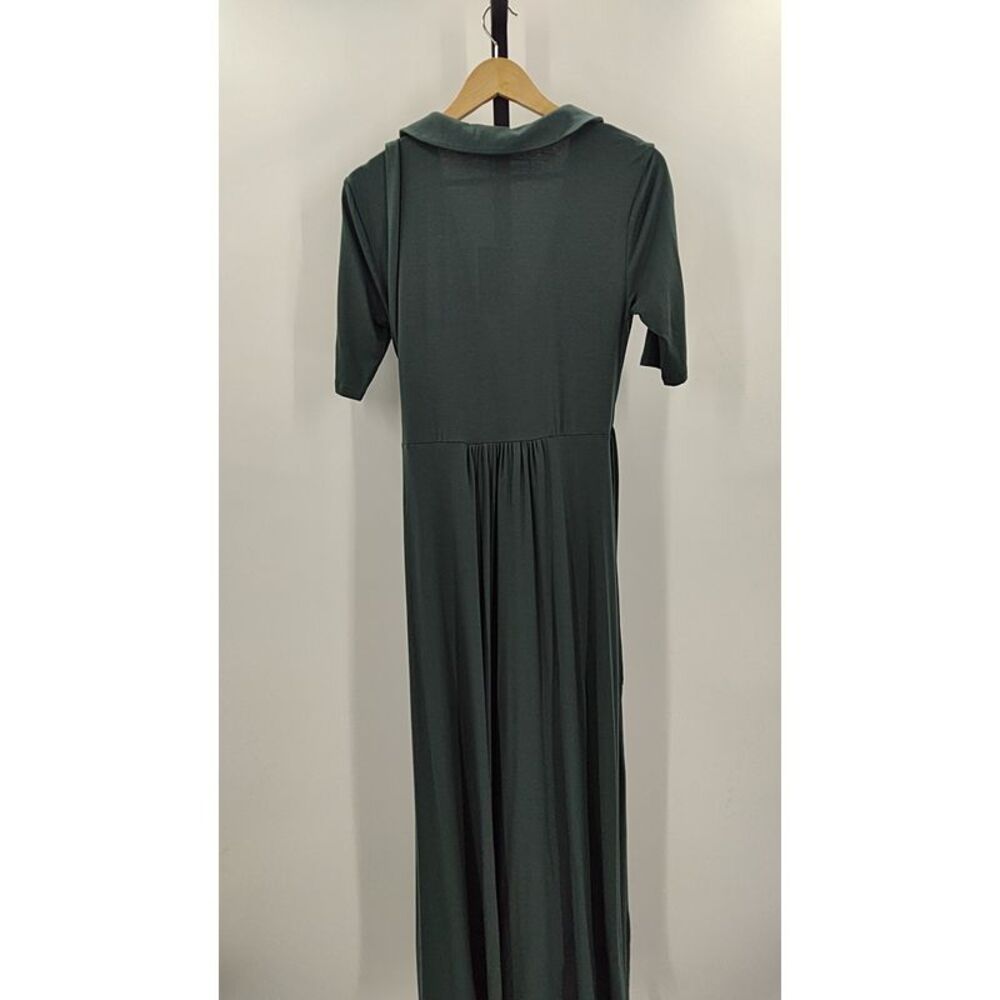 Quince Tencel Jersey Midi Wrap Dress Dark Olive Basic Sleeved M - Picture 3 of 3